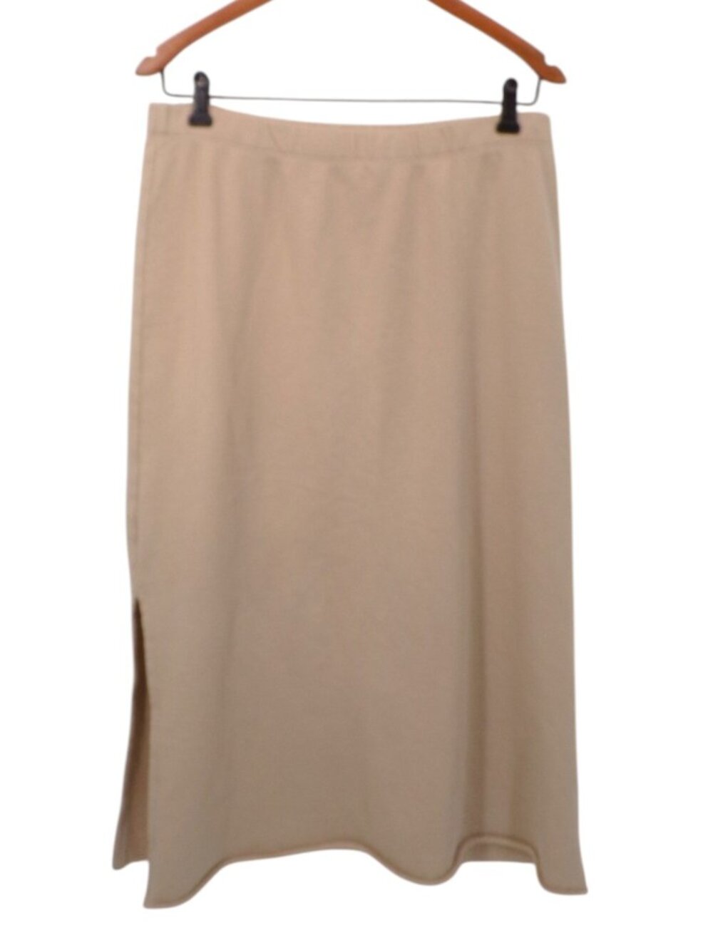 Eileen Fisher Organic Cotton Terry A-Line Skirt Elastic Waistband Side Slit Sz M